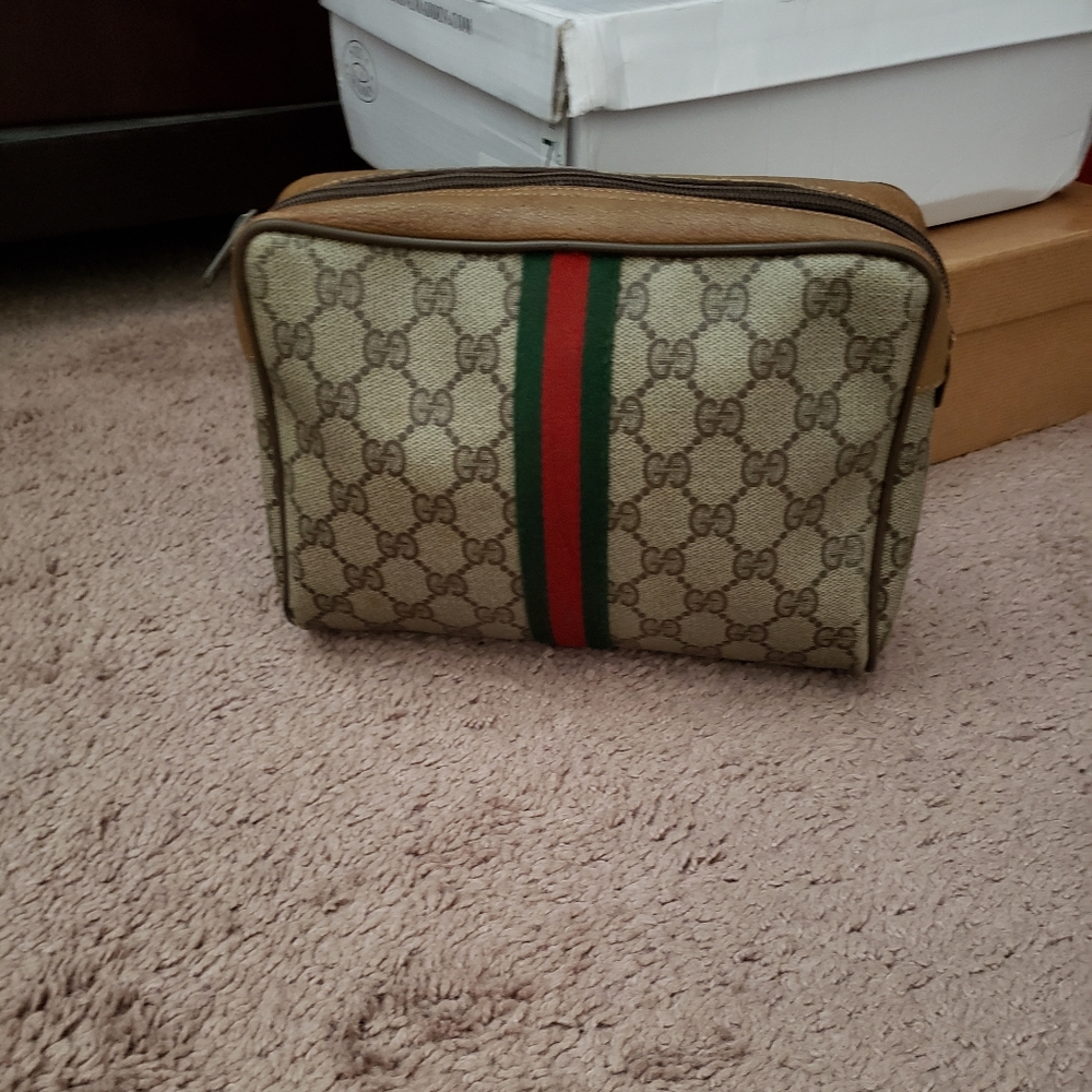 Auth Vintage Gucci red and green stripe clutch bag - Picture 3 of 8